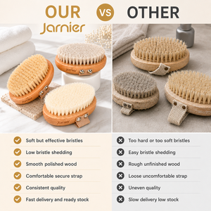 Brosse de massage corporelle sèche en bois à poils de sanglier naturels de forme ovale, vente en gros d'usine, pour la douche - Product Image 4