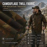 Tissu camouflage en polyester et coton T65/C35, 205 g/m², imprimé, tissu d'extérieur pour vêtements de randonnée, de trekking et uniformes