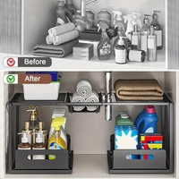 Organizador Extensible de Dos Niveles para Debajo del Fregadero, Organizador de Gabinete Extraíble para Cocina y Despensa