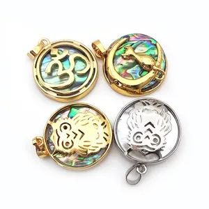 abalone shell new fashion round gold plated bezel white shell charm silver owl moon cat pendant hawaiian jewelry wholesale bulk