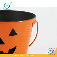 Pot Bunga Logam Oranye 0.2 Galon untuk Dekorasi Taman, Dilapisi Bubuk, Cocok untuk Halloween