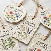 Etiquettes de graines florales biodégradables avec cordon en coton |   Étiquettes suspendues rondes plantables pour les cadeaux de mariage |   Inserts pour boîtes cadeaux écologiques