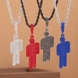 Collana con Ciondolo Billie Eilish Multicolore in Zirconia, Accessorio Hip Hop Trendy per Clavicola, Gioielli SC - Product Image 1