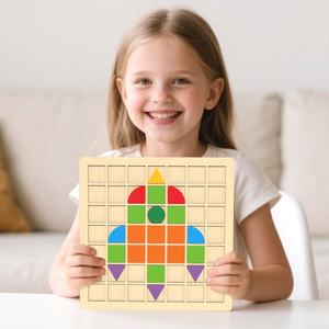 Nuevos Juguetes Educativos de Madera Montessori para Niños Pequeños, 120 Bloques, Juegos de Rompecabezas, Mosaico con 40 Tarjetas de Tacto para Niños - Product Image 2
