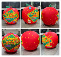 Pomme rouge gonflable géante de 3 m avec lumières LED pour la décoration de Noël en extérieur, modèle gonflable publicitaire de qualité commerciale