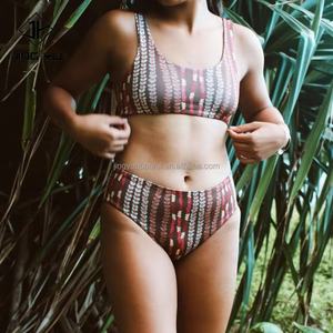 ชุดว่ายน้ำผ้าโพลีเอสเตอร์รีไซเคิล ผลิตชุดว่ายน้ำพิมพ์ลายตามสั่ง ผ้าพิมพ์ลายฮาวาย ชุดว่ายน้ำผู้หญิง คุณภาพสูง - Product Image 5