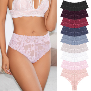 Culotte <span class=keywords><strong>string</strong></span> en dentelle florale taille mi-haute pour femmes européennes et américaines - Sexy, respirante et confortable - Product Image 3