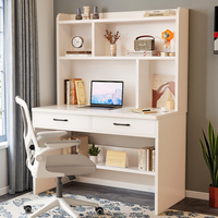 Bureau d'ordinateur en bois massif avec étagère intégrée pour la maison, la chambre à coucher ou les petits appartements.