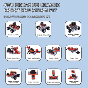 Kit de robotique STEM pour débutants, <span class=keywords><strong>voiture</strong></span> intelligente à châssis Mecanum 4 roues motrices, programmation Micro Bit, pour projets scolaires, enfants du Moyen-Orient, 8 ans et plus - Product Image 2