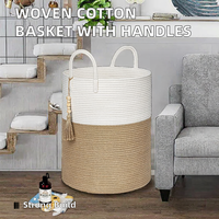 Panier de rangement en tissu pliable écologique Panier de rangement en coton multifonctionnel Panier de rangement de grande capacité avec poignées