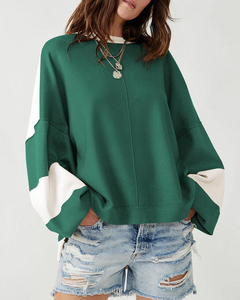 Felpa Oversize Multicolore Patchwork Personalizzata <span class=keywords><strong>per</strong></span> <span class=keywords><strong>Donna</strong></span>, Moda Casual a Maniche Lunghe con Blocchi di Colore - Product Image 6