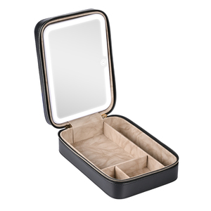 Hộp đựng cọ trang điểm màu đen, di động, có gương LED, túi đựng mỹ phẩm du lịch - Product Image 2