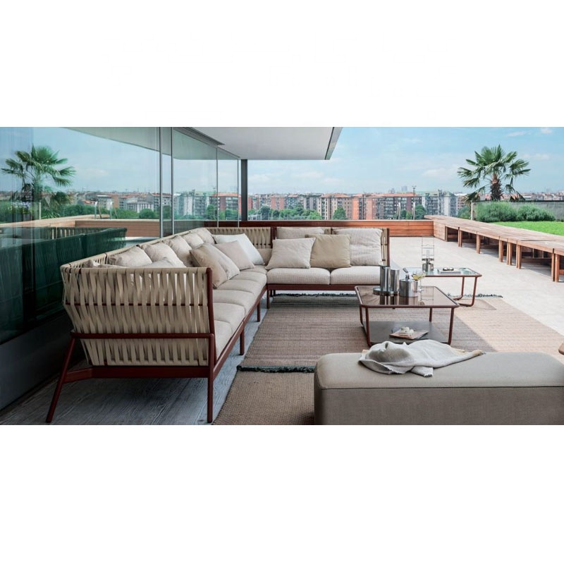 Hot sale high quality patio garden sofa sets outdoor furniture rope sectional sofa