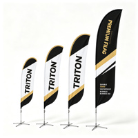 Drapeau à plumes personnalisé, ensemble complet avec mât et base, logo personnalisé pour une utilisation en publicité extérieure