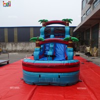 Toboggan aquatique gonflable de couleur marbre commercial avec piscine pour enfants et adultes, fête dans la cour
