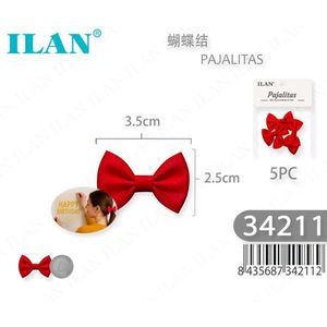 Papillon rossi Ilan 3,5 cm x 2,5 cm per accessori per capelli, confezione da 5 pezzi - Product Image 1