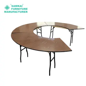 Vente en gros en usine SK-YHZ-H003 de bureau en bois serpentin Table de banquet serpentine pliante en forme de S