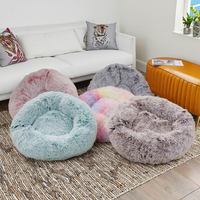 Lit rond en peluche de 70cm de long pour chiens et chats, tapis de chien doux à motif solide, livraison directe