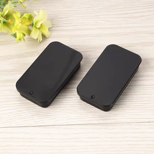 Factory Made Small Matte Black Mint Candy Storage Metal Box Lip Balm Can Slide Tin Case