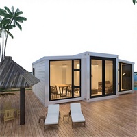 Kit de maison conteneur extensible à double aile préassemblé avec salle de bain, cuisine et chambre, montage DIY pour appartement ou bureau