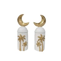 Prix d'usine Nicro, 2 pièces, décorations de table en résine de luxe avec motif de cocotier et de lune dorée, Eid Mubarak, décorations de maison pour le Ramadan