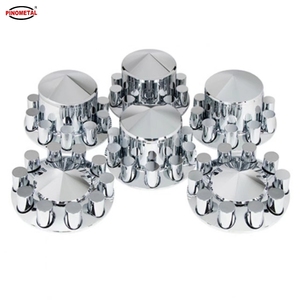 Kit complet de caches d'essieu en ABS chromé avec 60 pièces de caches d'écrous de roue à filetage de 33 mm pour semi-remorques. - Product Image 3