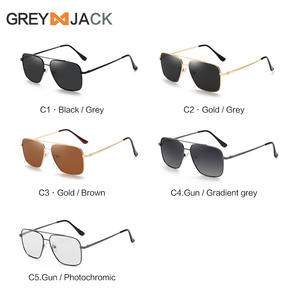 Nuevas gafas de sol para hombre, montura cuadrada de metal, lentes TAC, protección UV400, gafas de conductor con montura completa, doradas y negras - Product Image 4