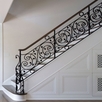 Garde-corps et rampes d'escalier en fer forgé artistique avec main courante, montage mural, résistant à la rouille, design traditionnel pour usage intérieur