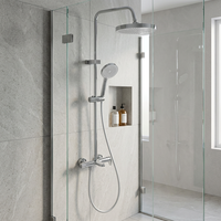 Ensemble de robinetterie de douche en laiton avec douchettes à jet pluie et douchette à main, système de douche mural pour la rénovation de salles de bain d'appartements