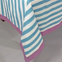 Nappe Rectangulaire en Coton Pur à Rayures Imprimées, Blocs de Couleurs, pour Repas en Extérieur et Décoration Intérieure