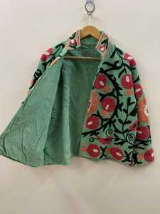 Chaqueta Floral Suzani Verde Hecha a Mano para Mujer, Prenda Exterior Vibrante Bordada, Moda Boutique - Product Image 4