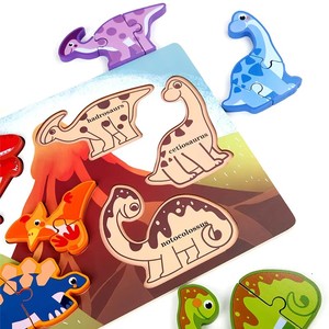 Puzzle 3D en bois Montessori, animaux de dessin animé, girafe, dauphin, blocs éducatifs précoces pour enfants - Product Image 6