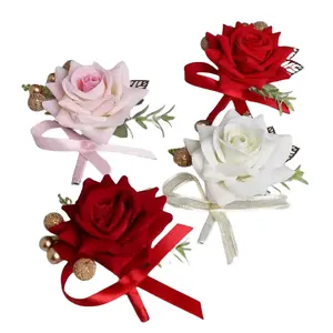 Trung Quốc đám cưới hoa hồng Corsage cổ tay hoa đám cưới chú rể cô dâu Phù Dâu Phù Dâu ve áo hoa khách Trâm