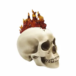 树脂头骨骨架透明透明树脂火焰头发头骨雕像