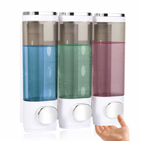 Prêt à Expédier Distributeur Mural Triple Rechargeable de Savon et Shampooing Manuel pour Salle de Bain