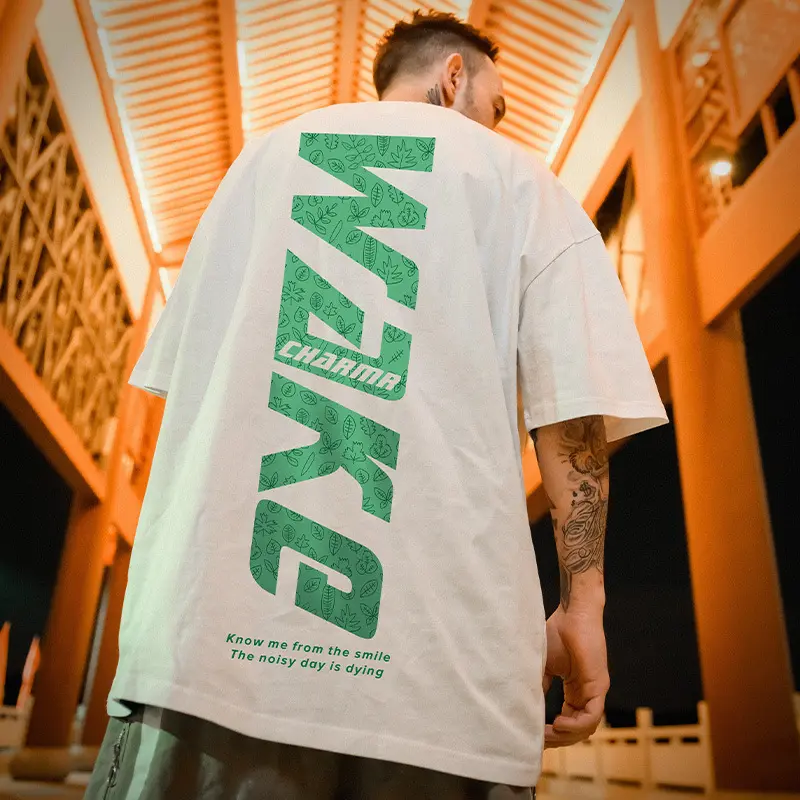 Camisetas holgadas de gran tamaño con Logo de diseñador para hombres jóvenes, camisa de talla grande 220gsm, moda urbana, venta al por mayor, impresión de pantalla 3d