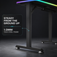 Bureau de jeu en bois AOR avec éclairage RGB, porte-gobelet et support pour casque, modèle SF-A1, vente en gros usine