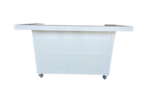 Bancone <span class=keywords><strong>Bar</strong></span> Mobile in Legno di Pino Massiccio con Piano in Acciaio Inox e Ruote per Matrimoni, Caffè e Ristoranti - Product Image 5