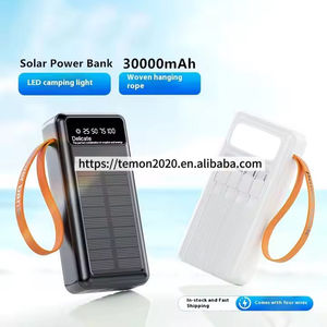 Banco de energía solar de gran capacidad de 30000mAh, 4 puertos USB con 4 cables, cargador solar portátil de 30000mAh con luz Led para exteriores - Product Image 6
