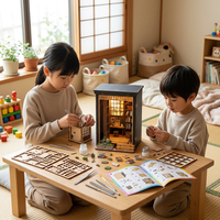 Kit de maison miniature en bois rectangulaire de style zen japonais Muji - Modèle de puzzle 3D à assembler - Jouet pour cadeaux créatifs