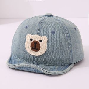 Casquette de baseball en jean pour enfants, chapeau souple pour bébé avec motif de dessin animé, tissu courant, 6 panneaux, broderie 3D, toutes saisons - Product Image 6