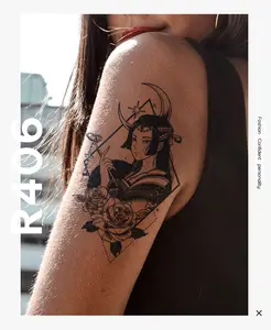 Tùy chỉnh trên cánh tay phụ nữ người đàn ông chân cổ báo giá Faux tatouage hình xăm tạm thời với kéo dài 15 Ngày Nước ép thảo dược bán vĩnh viễn hình xăm