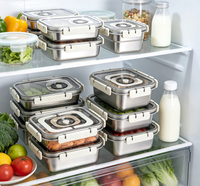 Conteneur de stockage alimentaire pour cuisine de camping en acier inoxydable 304 au design moderne avec couvercle en plastique, écologique et grande capacité