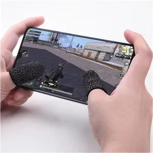 Luva de fibra anti-deslizamento para jogos móveis, luva de dedo em tecido respirável para jogos de celular