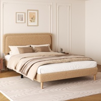 Base de lit rembourrée polyvalente et luxueuse en tissu Teddy doux, réglable, avec revêtement en bouclette, idéale pour les petits appartements