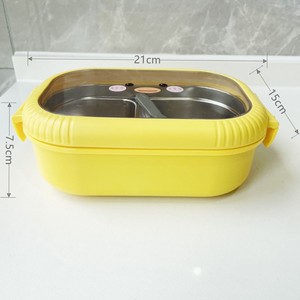 Stainless Steel <b>Lunch</b> <b>Box</b> <b>With</b> Plastic Lid Detachable 2 <b>Compartment</b> Rectangle M Size Portable For Children - Product Image 5