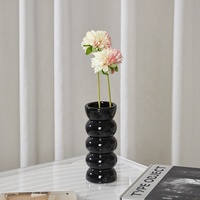 Ensemble de fleurs artificielles chinoises Moontail réalistes, souples et imperméables de 360 mm de hauteur avec vase en verre pour la maison moderne, le bureau ou le bureau à domicile