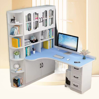 Bureau d'angle combiné avec bibliothèque, bureau d'étude en bois massif, bureau d'ordinateur avec tiroir latéral, table d'apprentissage simple pour la chambre à coucher