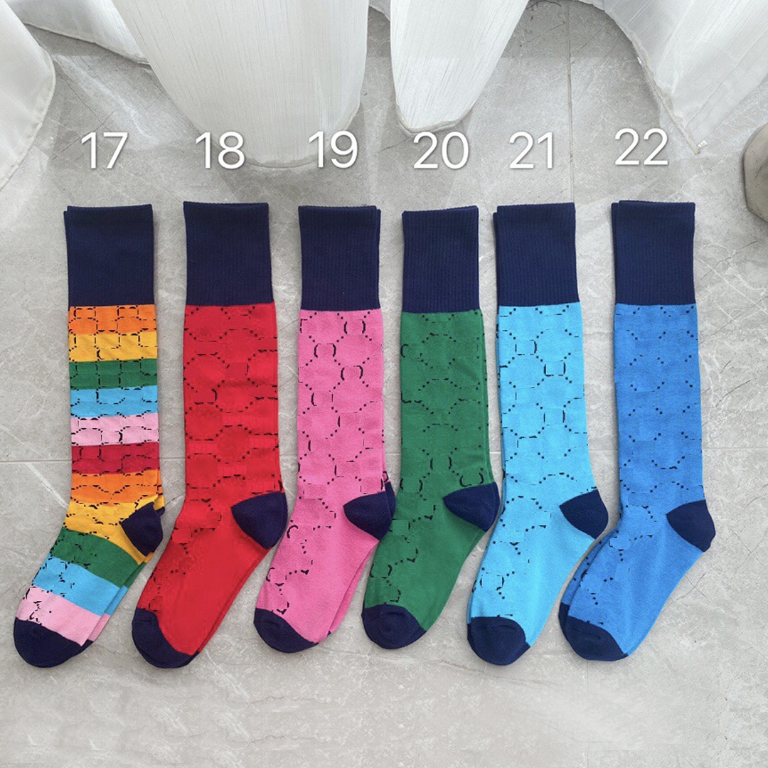 100% cotton autumn and winter new style luxury personality long tube designer pure cotton women GG socks