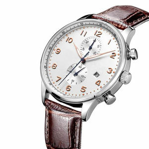 Montre à quartz pour hommes fabriqué en chine, accessoire <span class=keywords><strong>masculin</strong></span> de marque OEM, avec bracelet en cuir, logo personnalisé, vente en usine - Product Image 3